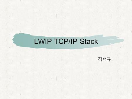 LWIP TCP/IP Stack 김백규.