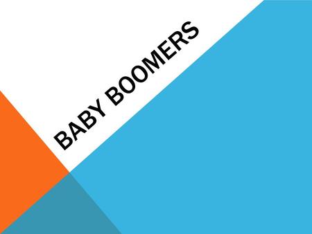 BABY BOOMERS. TIMELINE AND NAMES 1946-1964 – Youth in 1966-1984 The ‘Me’ Generation Rock and roll Generation Television Generation.