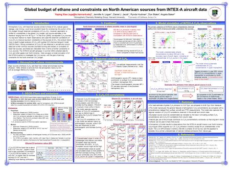 Global budget of ethane and constraints on North American sources from INTEX-A aircraft data Yaping Xiao 1, Jennifer A. Logan 1, Daniel.
