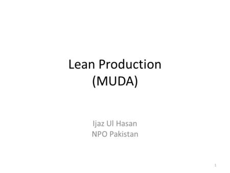 Lean Production (MUDA)