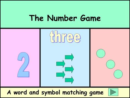 The Number Game A word and symbol matching game Instructions Match the word in the top of the screen with the correct number in the boxes.