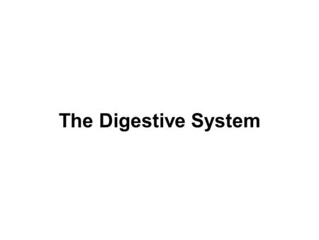 The Digestive System.