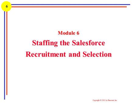 Module 6 Staffing the Salesforce Recruitment and Selection