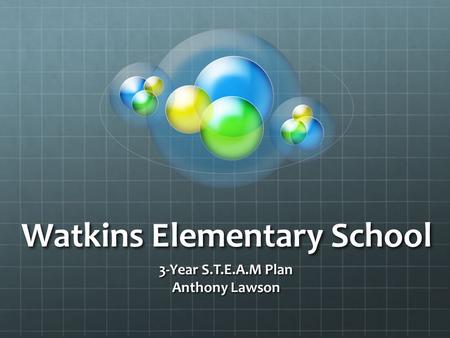 Watkins Elementary School 3-Year S.T.E.A.M Plan Anthony Lawson.