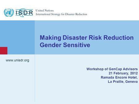 Making Disaster Risk Reduction Gender Sensitive