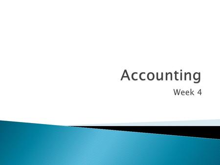 Week 4.  Contains a chronological list of transactions all in one place.  Does not tell business owner what the account balances are for each account.