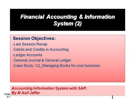 Chapter 2-1 Financial Accounting & Information System (2) Session Objectives: Last Session Recap Last Session Recap Debits and Credits in Accounting Debits.