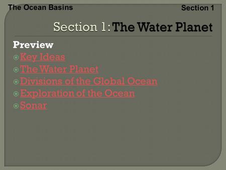 Section 1: The Water Planet