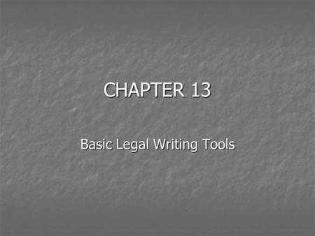 CHAPTER 13 Basic Legal Writing Tools. The Bluebook Rule 5.3 – The Ellipsis Use to indicate the omission of a word or words Use to indicate the omission.