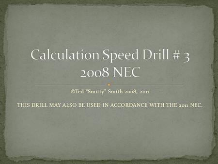 Calculation Speed Drill # NEC