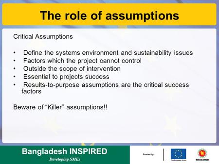The role of assumptions