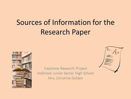 Sources of Information for the Research Paper