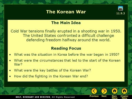 The Korean War The Main Idea