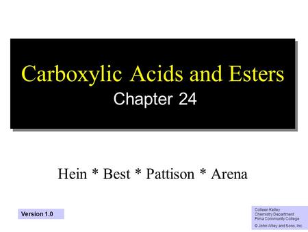 Carboxylic Acids and Esters Chapter 24