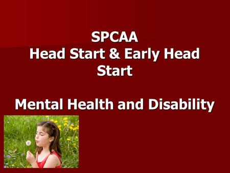 SPCAA Head Start & Early Head Start Mental Health and Disability.