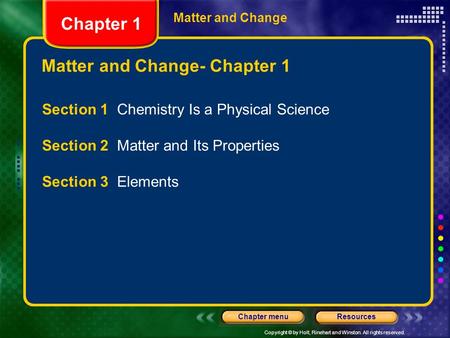 Matter and Change- Chapter 1