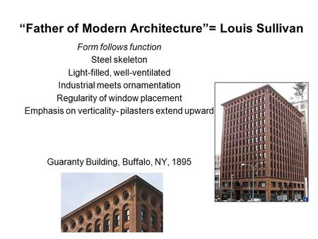 “Father of Modern Architecture”= Louis Sullivan