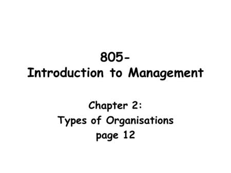 805- Introduction to Management
