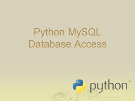 Python MySQL Database Access