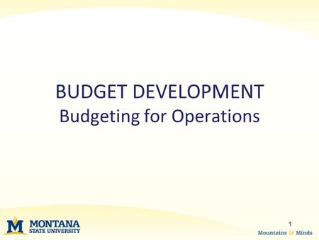 BUDGET DEVELOPMENT Budgeting for Operations 1. –Budget 4% admin fee on designated indexes in account code 62889A –Please try to budget as close to actuals.