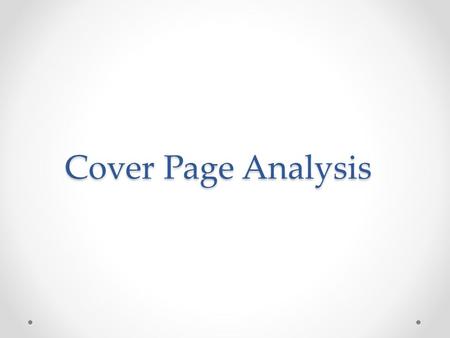 Cover Page Analysis.