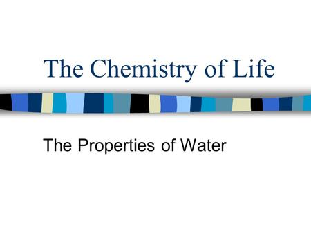 The Chemistry of Life The Properties of Water. The Water Molecule The water molecule (H 2 0) is neutral. Polar molecules- a molecule in which the charges.