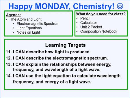 Happy MONDAY, Chemistry! 