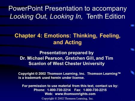 Chapter 4: Emotions: Thinking, Feeling, and Acting