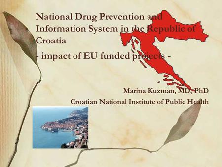 Marina Kuzman, MD, PhD Croatian National Institute of Public Health National Drug Prevention and Information System in the Republic of Croatia - impact.