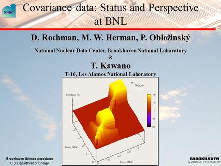 Brookhaven Science Associates U.S. Department of Energy Covariance data: Status and Perspective at BNL D. Rochman, M. W. Herman, P. Obložinský National.