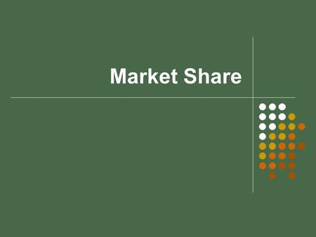 Market Share. Market share Market share is the portion or percentage of sales of a particular product or service in a given region that are controlled.
