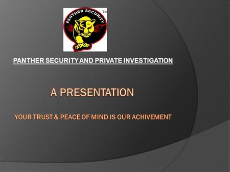 PANTHER SECURITY AND PRIVATE INVESTIGATION Security is degree of protection against danger, damage, loss and crime.