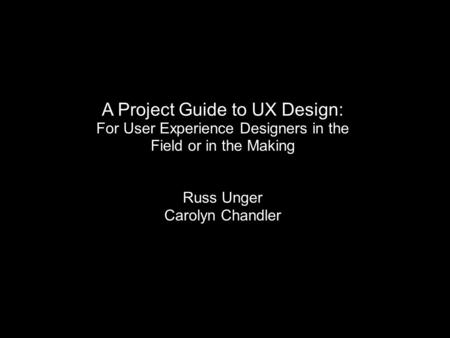 A Project Guide to UX Design: