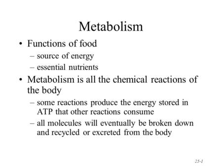 Metabolism Functions of food