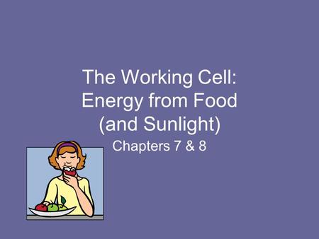 The Working Cell: Energy from Food (and Sunlight) Chapters 7 & 8.