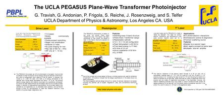 The UCLA PEGASUS Plane-Wave Transformer Photoinjector G. Travish, G. Andonian, P. Frigola, S. Reiche, J. Rosenzweig, and S. Telfer UCLA Department of Physics.
