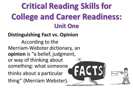 Critical Reading Skills for College and Career Readiness: Unit One