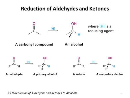 Reduction of Aldehydes and Ketones 1 19.8 Reduction of Aldehydes and Ketones to Alcohols.