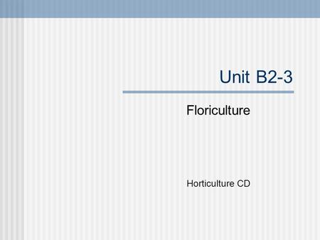 Floriculture Horticulture CD