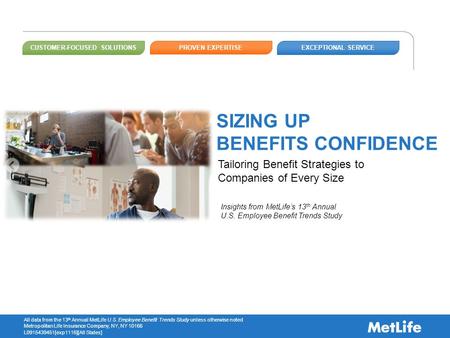 All data from the 13 th Annual MetLife U.S. Employee Benefit Trends Study unless otherwise noted Metropolitan Life Insurance Company, NY, NY 10166 L0915439451[exp1116][All.