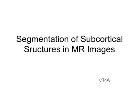 Segmentation of Subcortical Sructures in MR Images VPA.