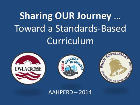 Sharing OUR Journey … Toward a Standards-Based Curriculum AAHPERD – 2014.