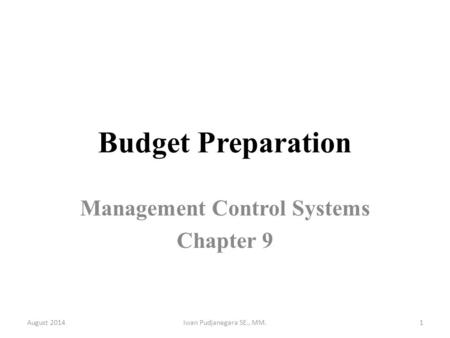 Management Control Systems Chapter 9