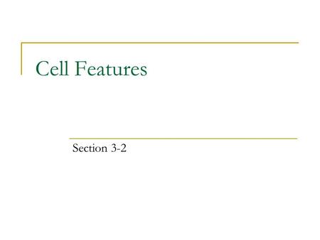 Cell Features Section 3-2. What is the Cell Theory? All living things are made of one or more cells. Cells are the basic units of structure and function.