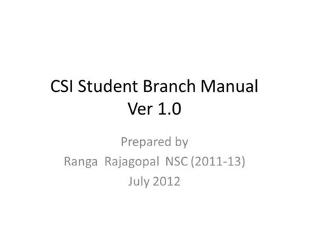 CSI Student Branch Manual Ver 1.0