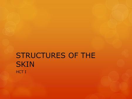 STRUCTURES OF THE SKIN HCT I.