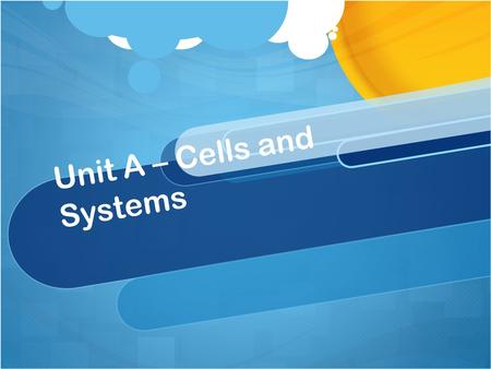 Unit A – Cells and Systems. Chapter 1 - Cells Cells – Key Ideas Living things share many characteristics Living things share many characteristics All.