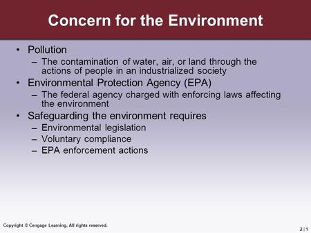 Concern for the Environment