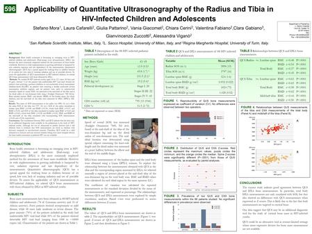 Applicability of Quantitative Ultrasonography of the Radius and Tibia in HIV-Infected Children and Adolescents Stefano Mora 1, Laura Cafarelli 2, Giulia.