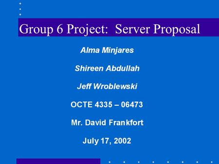 Group 6 Project: Server Proposal. Introduction I. Vendor II. Servers a. Exchange b. Print c. Web d. SQL III. Software IV. Cost.